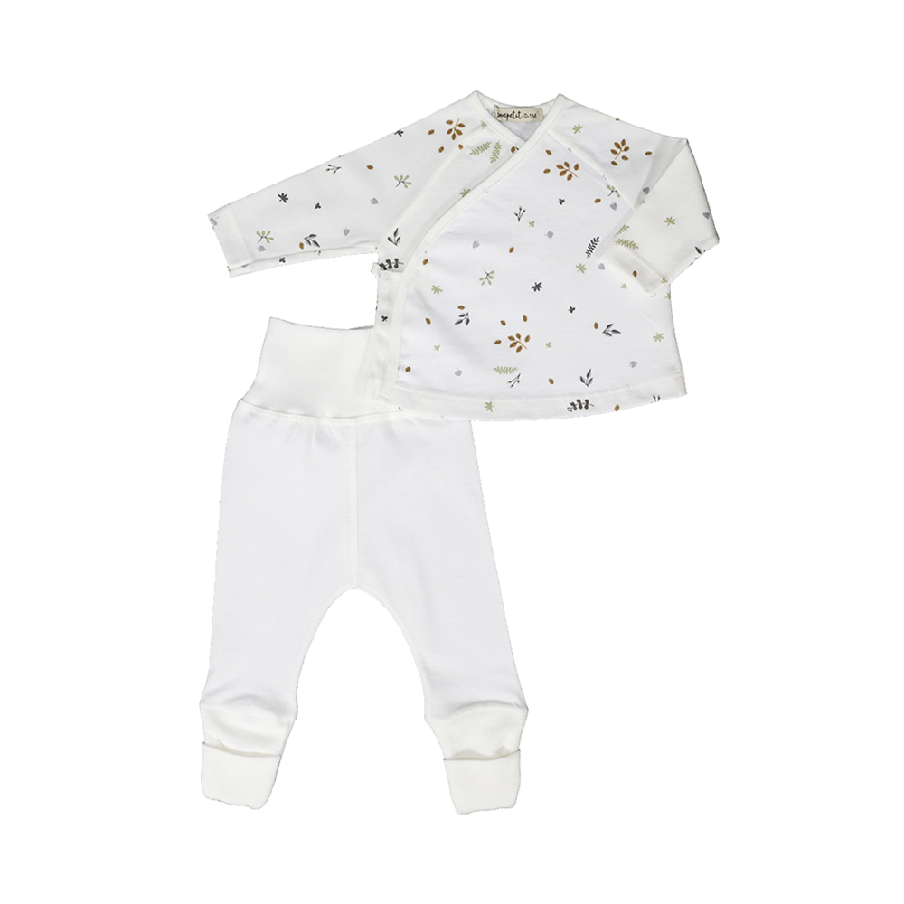 Pang-itaas + Footed Leggings ng Bagong Silang Hojas Organikong Cotton — Sonpetit