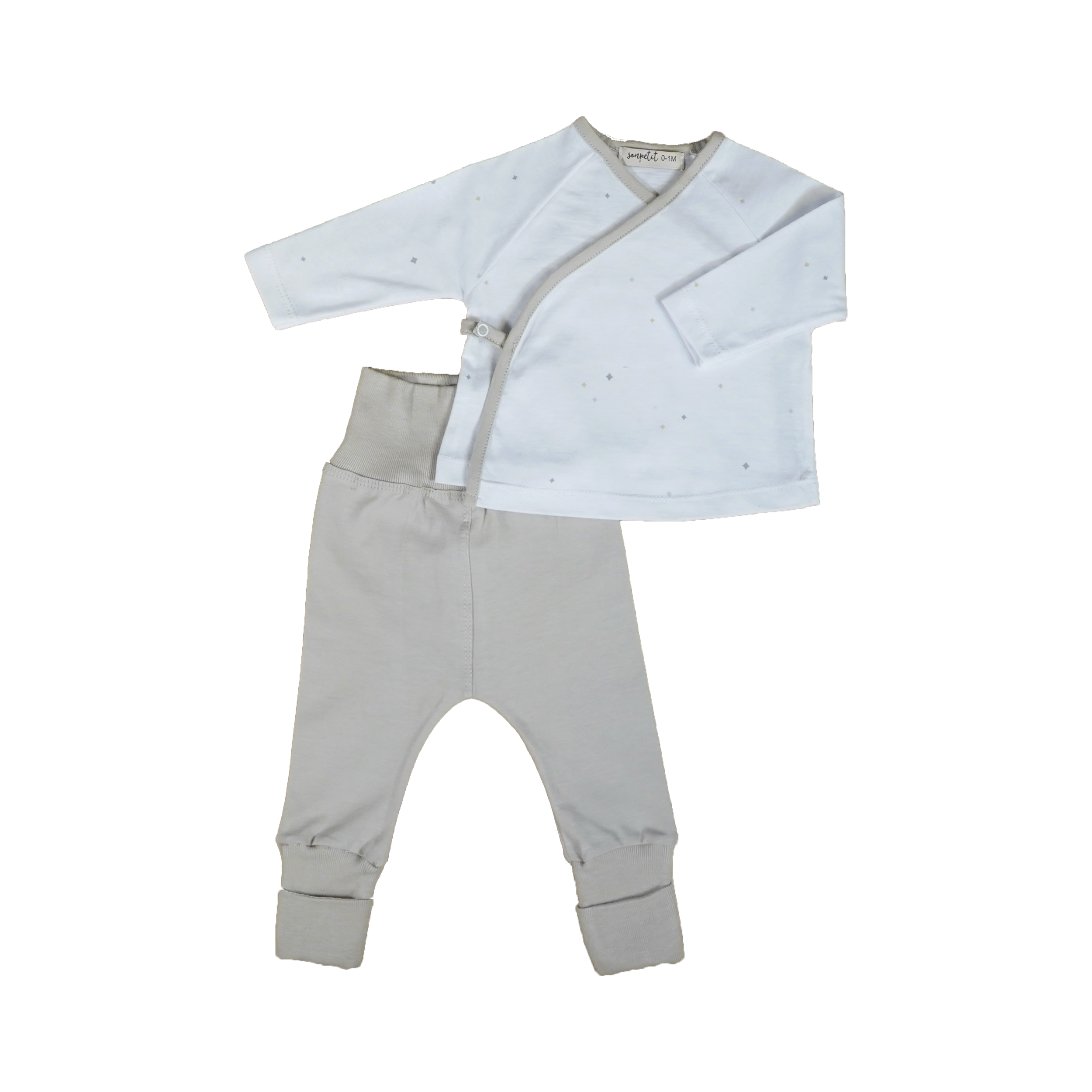 Brassière + pantalon à pieds Rombo Gris-Beig — Sonpetit